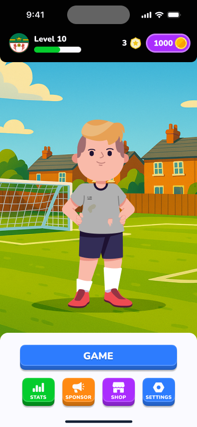 Football Star Path home screen showing a player on the pitch